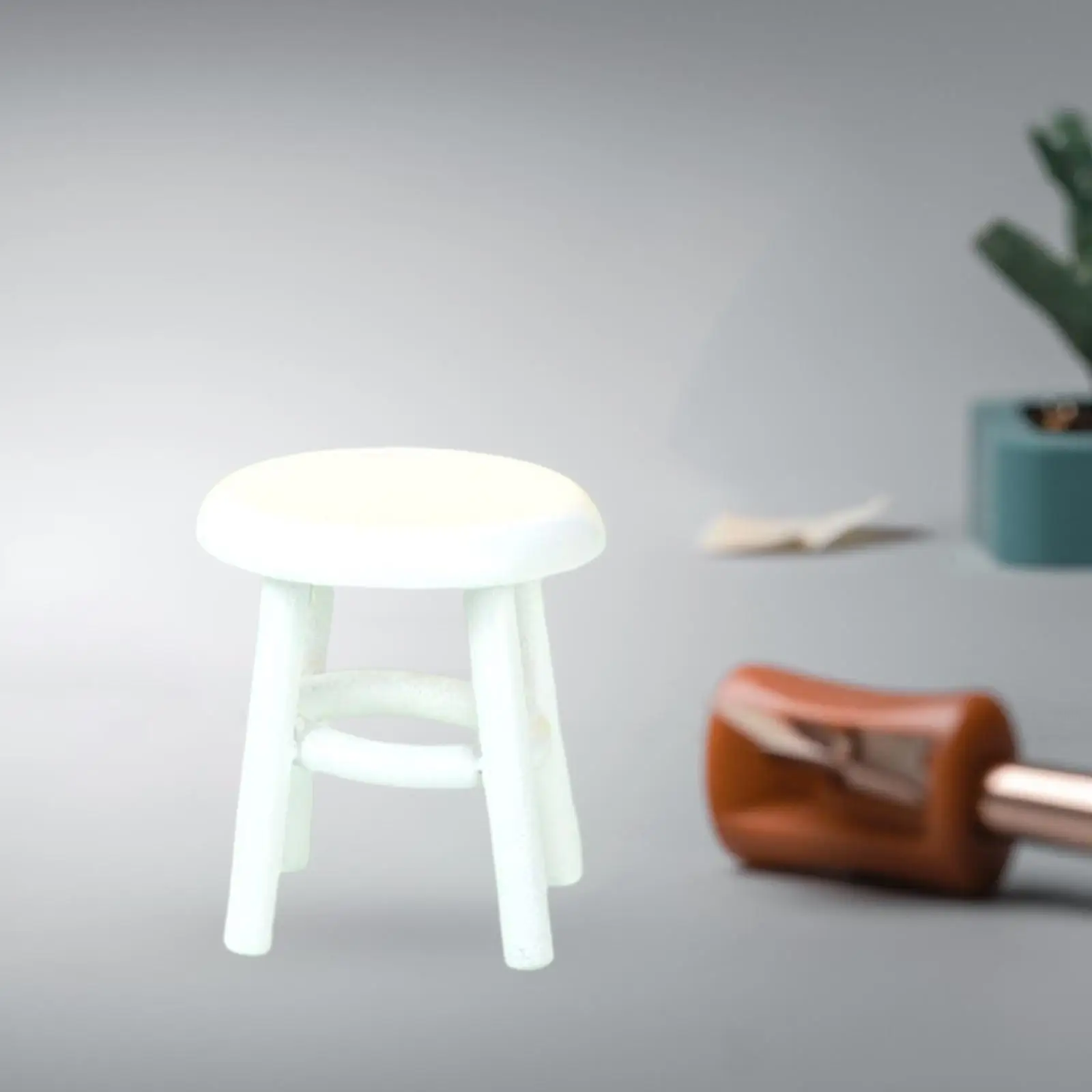 3-4pack Miniature Stool Round Stool Seat Furniture for 1/12 Dollhouse Kitchen