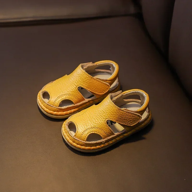Sandalias de cuero para bebés – Anticolisión y suela suave - imagen 2