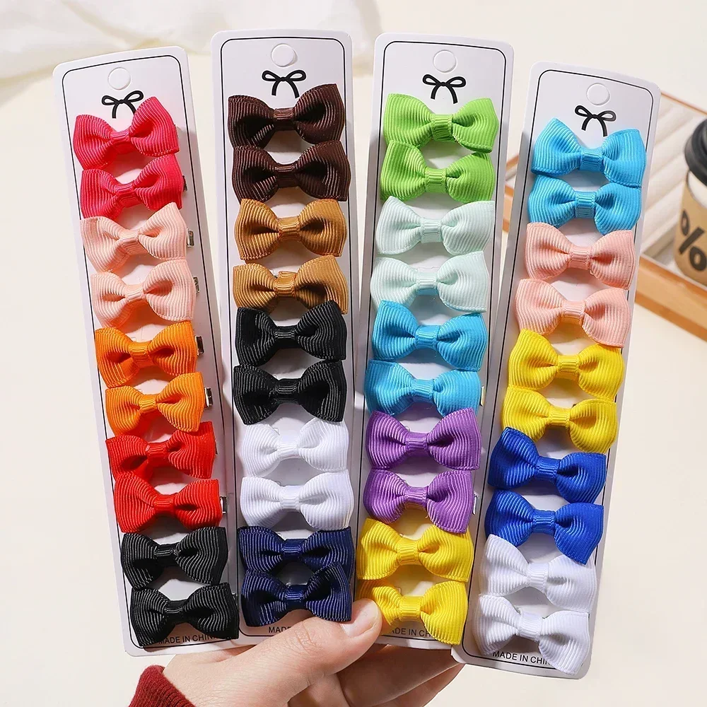 10 unids/set 1,5 "lazos para niños pinzas para el cabello de cocodrilo para niñas Boutique hecho a mano pequeño lazo cinta de grogrén accesorios para el cabello - imagen 5