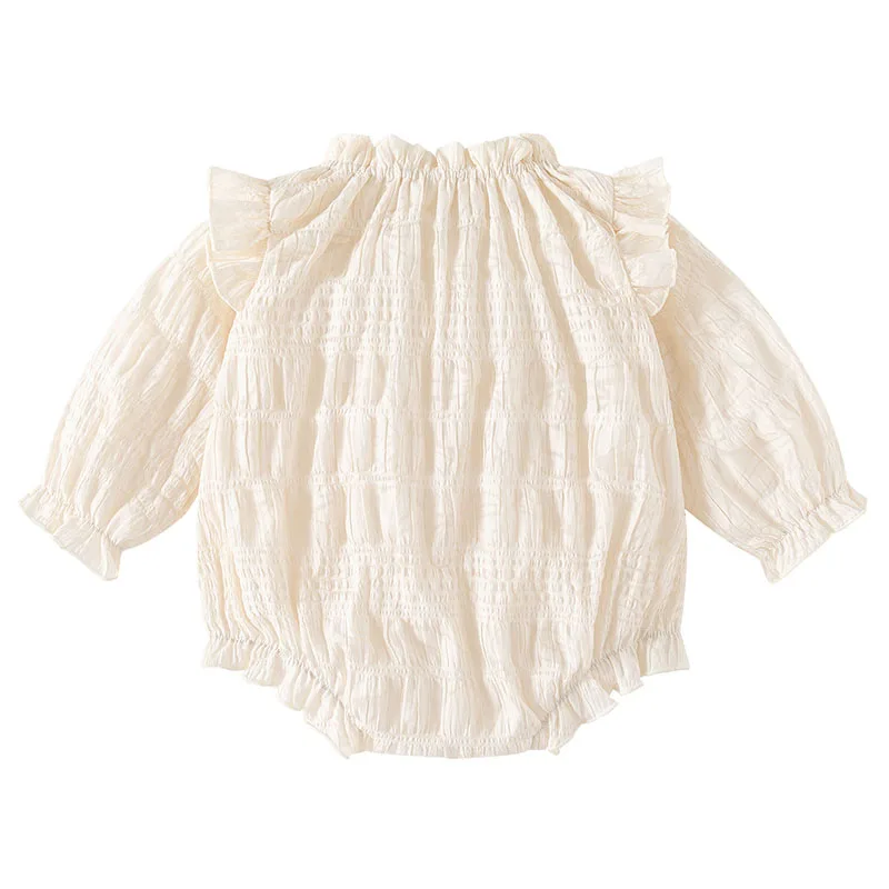 Ropa de primavera y otoño para niña, monos coreanos de manga larga de algodón con encaje de princesa, monos de una pieza, artículos para recién nacidos B090 - imagen 2