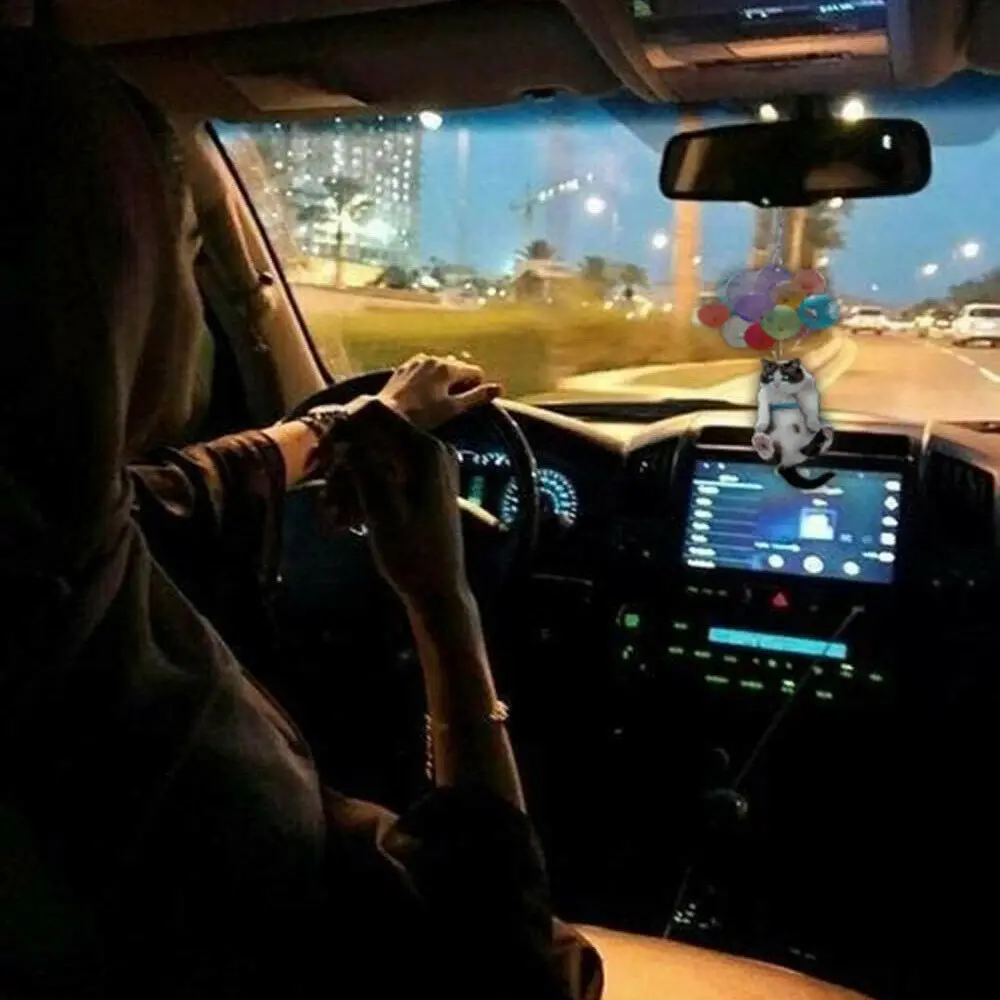 Espejo retrovisor colorido para coche, adorno colgante con globo para Interior de gato volador, decoración para mascotas, 1 a 7 piezas - imagen 5