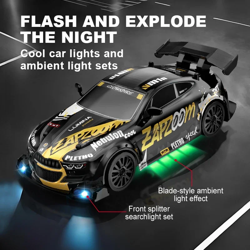 Vehículo de deriva Rc de alta velocidad para niños, coche de carreras con Control remoto Led de 4Wd, regalo, competición, coche de carreras, juguete, neumático reemplazable, 1/24 - imagen 3