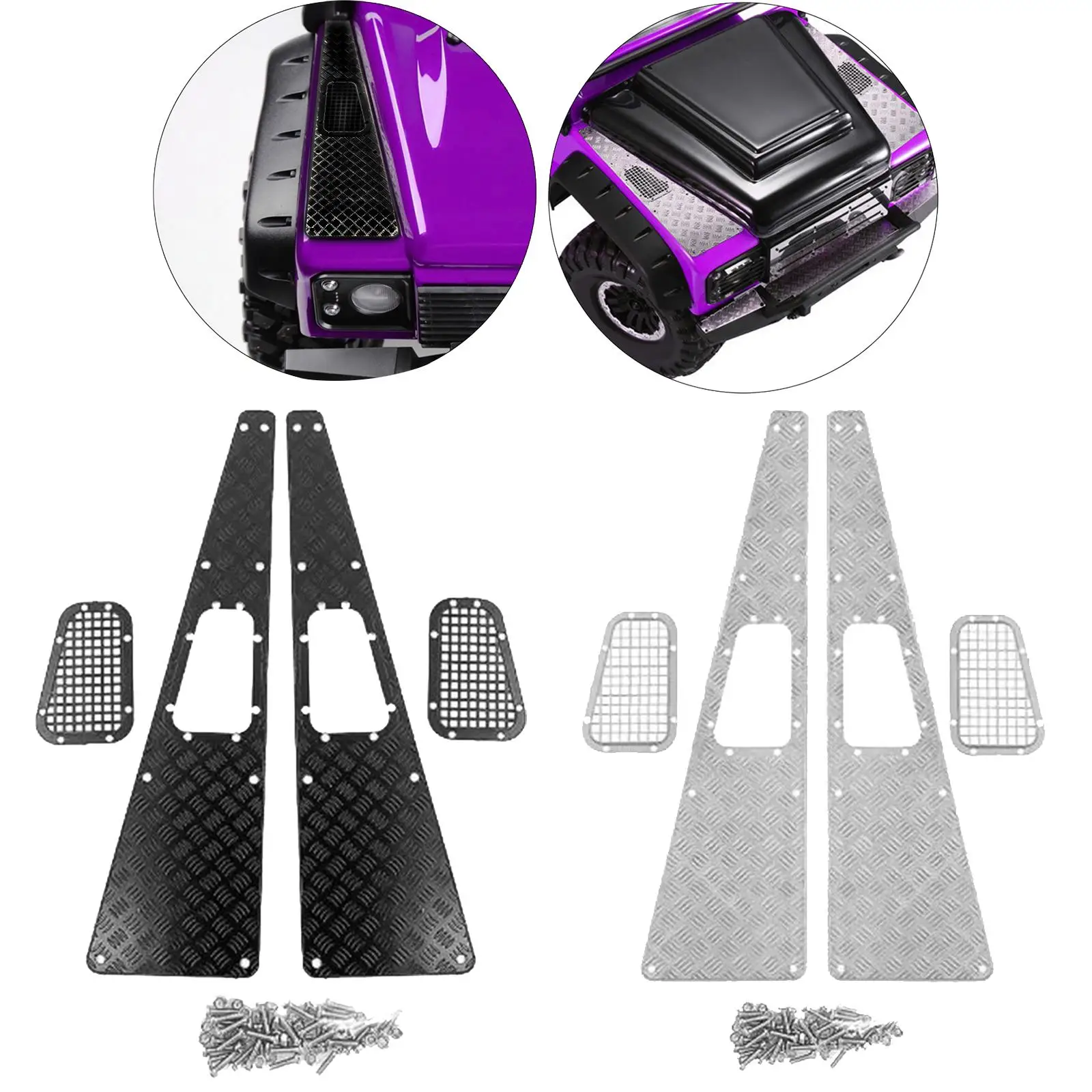 Stainless Steel Engine Hood Cover Anti-skid Plate Decoration RC Car Parts Accessories for Traxxas TRX4 Defender 1:10 RC Crawler