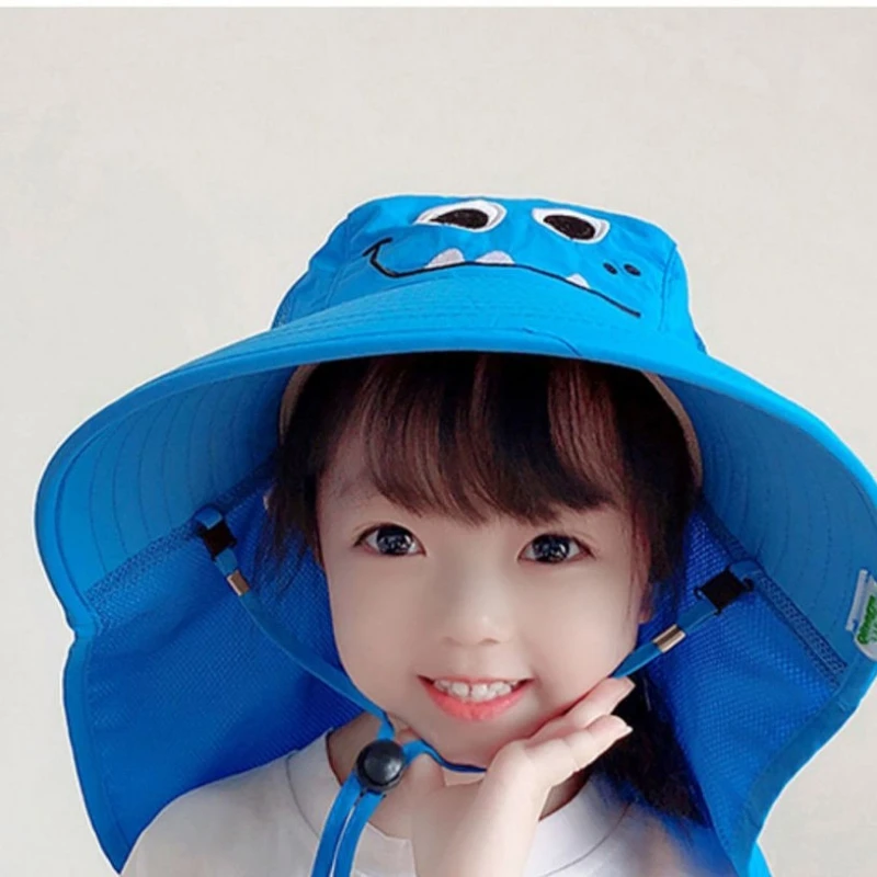 Sombrero de verano al aire libre para niños, sombrero para el sol, cubierta para la oreja y el cuello, protección solar, gorros de playa, gorra con solapa para niños y niñas - imagen 3