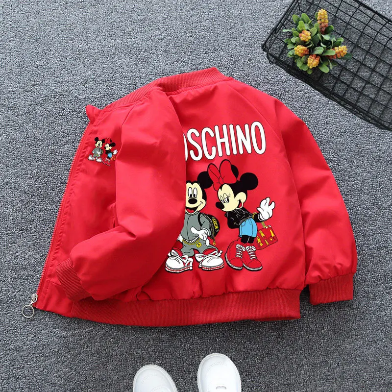 Chaqueta con estampado de dibujos animados para niños y niñas, abrigo cortavientos de Mickey y Minnie Mouse, ropa de primavera, novedad - imagen 4