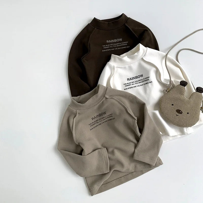 Vêtements d'hiver pour enfants de 1 à 7 ans, chemisier chaud à col roulé pour garçons, chemises à manches longues pour filles, haut polyvalent en polaire aurore