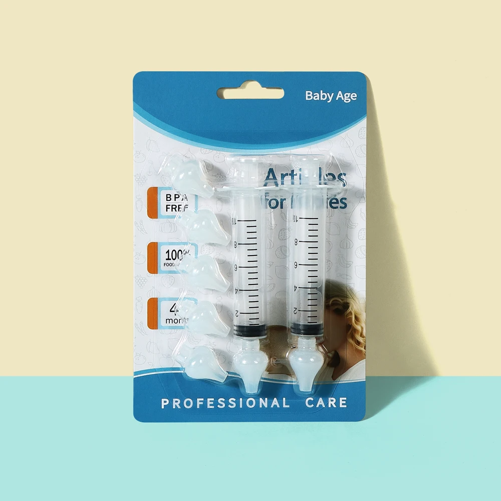 Juego de jeringa Nasal para bebé de 10ML con 5 cabezales de silicona, aspirador Nasal para bebé, jeringa Qucik, limpiador de nariz, herramientas de enjuague para niños pequeños - imagen 2