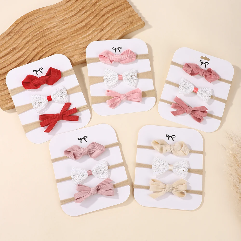 Diademas elásticas con lazo de encaje para bebé niña - imagen 3