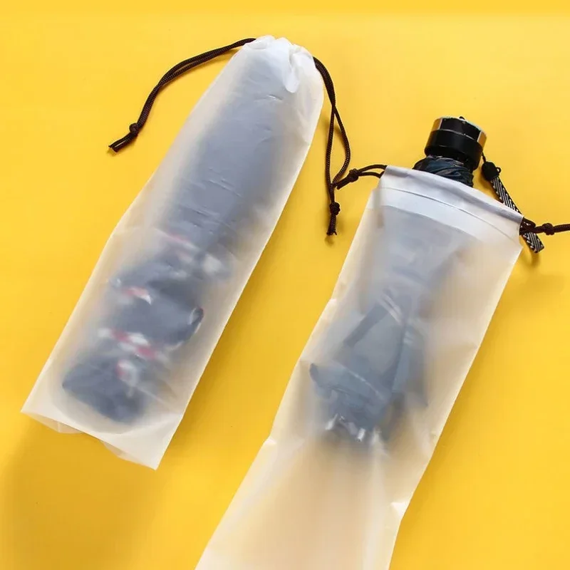 Bolsa de almacenamiento de plástico impermeable para paraguas, cubierta de paraguas antisuciedad translúcida, bolsas portátiles reutilizables con cordón, almacenamiento para el hogar - imagen 2