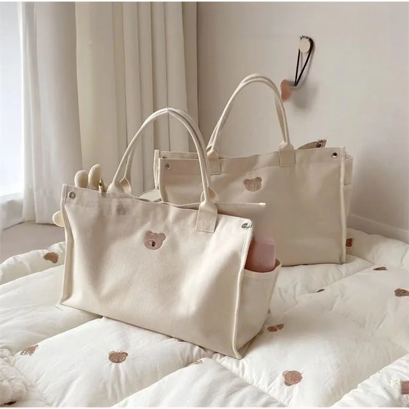 Bolso de pañales estilo coreano Ins lona con capacidad y organizador - imagen 2