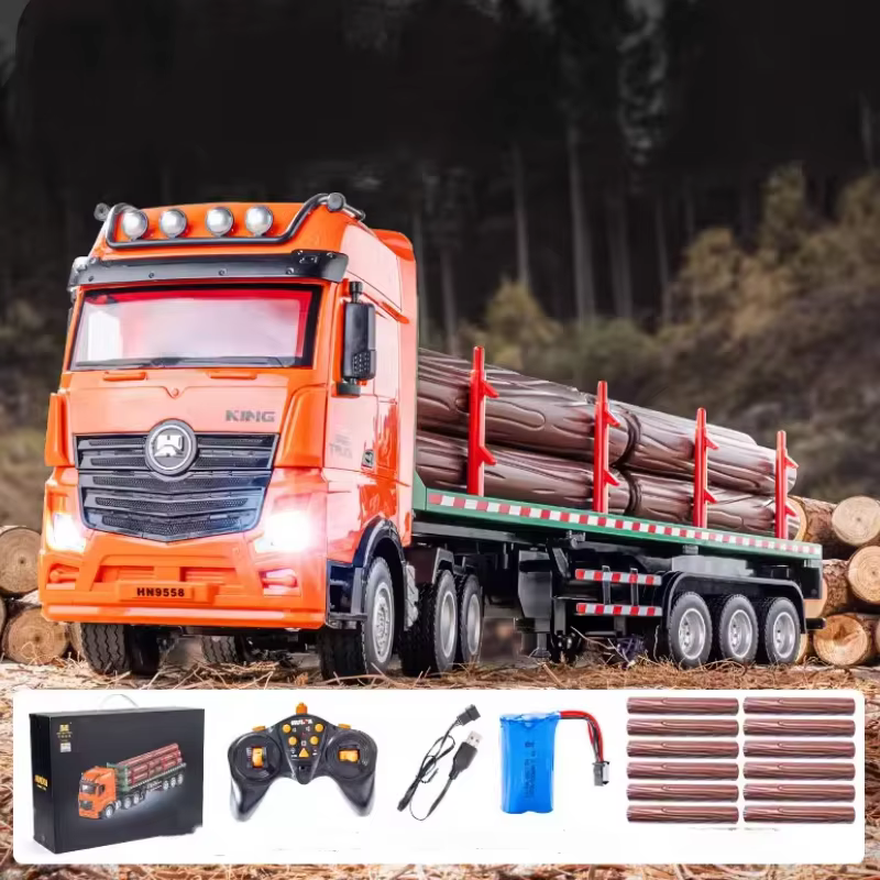 Camión RC HUINA transportador madera sonido luces – Juguete control remoto niños - imagen 3