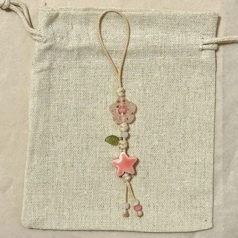 Correa con abalorio para teléfono con forma de estrella y flor, cordón para teléfono con cuentas de cerámica Kawaii, colores Pastel para bolso de niña, colgante para cámara, correa antipérdida - imagen 3