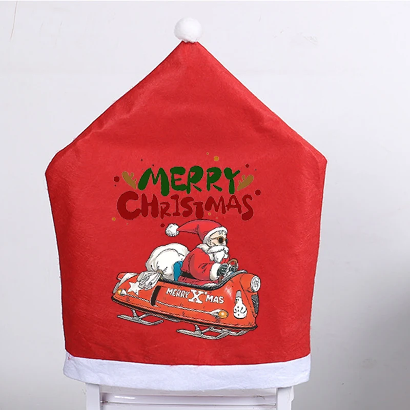 Funda navideña para silla con bola de dragones, decoración de mesa de Navidad, funda protectora para silla de comedor y cocina, decoración del hogar, suministros para fiesta de Navidad - imagen 3