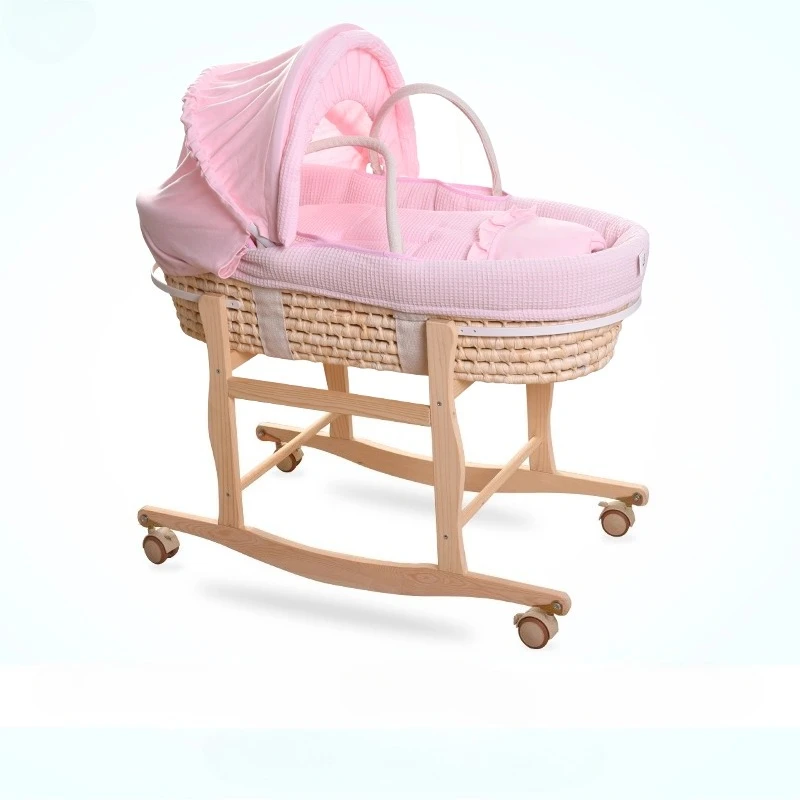 Soporte para cesta Moses, soporte basculante para cesta Baby Moses - Madera natural