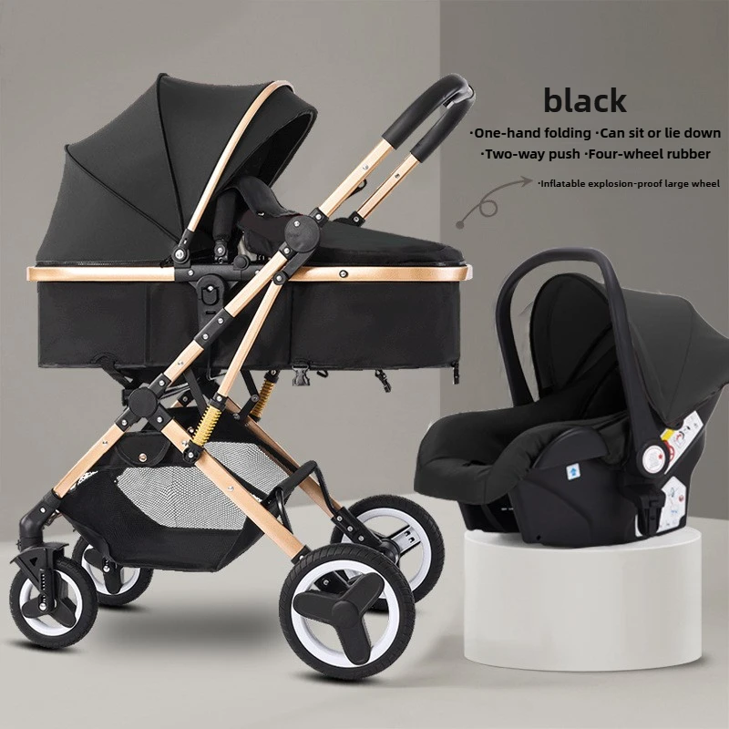 2025 nuevo cochecito neonatal de alta vista 3 en 1 cochecito de bebé con asiento de coche cochecito de bebé multimodulo, empuje bidireccional, cochecito de bebé - imagen 2