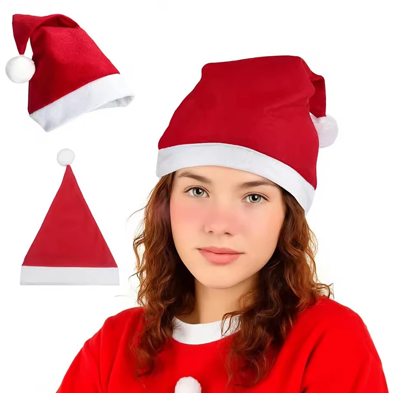 Gorros de Navidad de Papá Noel rojo, talla S/L disponible, tela no tejida, sombrero de Papá Noel, decoración DIY para fiesta de Navidad y Año Nuevo ZYF