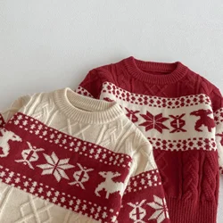 Jersey navideño infantil de punto con copos de nieve