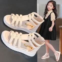 Sandalias romanas abiertas trenzadas para niñas – Verano cómodo