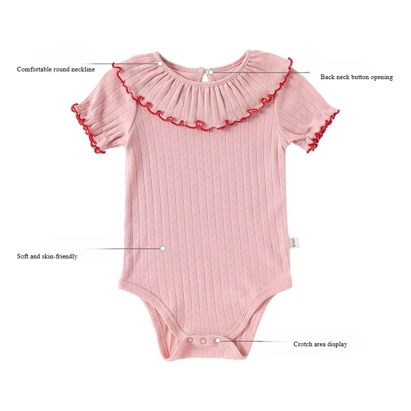 Body triangular algodón puro verano bebé niña cuello volantes