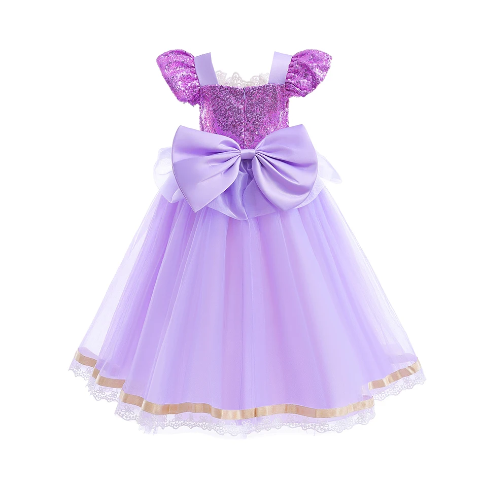 Vestido de Rapunzel para niña, disfraz de princesa de tul con lentejuelas, Carnaval de Halloween, vestido elegante elegante, ropa de fiesta para desfile para niños - imagen 3