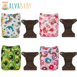 ALVABABY-pañal de tela para bebé de carbón de bambú, carcasa de pañal de tela moderna reutilizable para bebés de 3 a 15kg, broches ajustables, 1 ud.