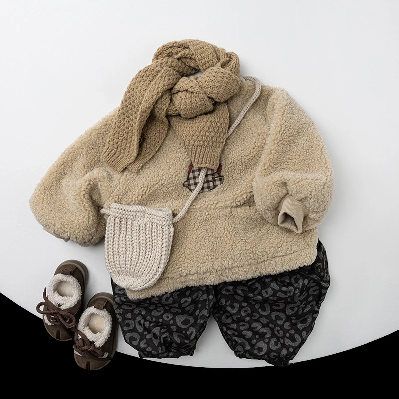 2025 pantalones de invierno para niños, pantalones con estampado de leopardo para niños, pantalones con forro de piel de estilo coreano, pantalones Harem - imagen 2