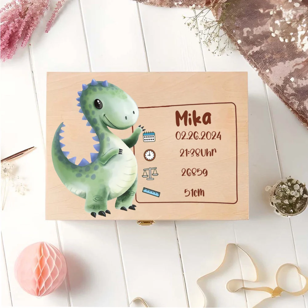 Caja de memoria personalizada Leo con nombre para guardar recuerdos, regalo de ducha de bautismo de bebé, cajas de estadísticas de nacimiento para recién nacidos, caja de cordón umbilical - imagen 4