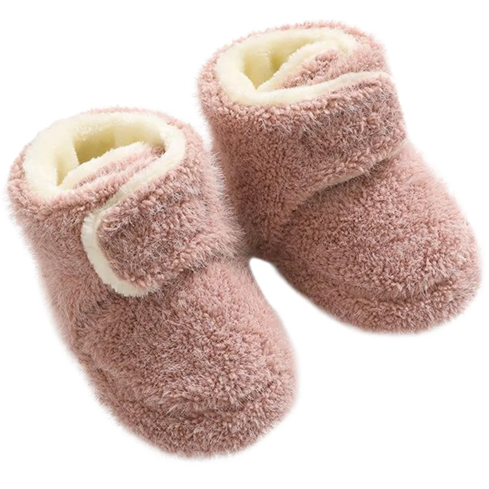 Zapatos para caminar para bebés y niños pequeños, cálidos, antideslizantes, suela suave rosa, transpirables, calcetines para estudiantes