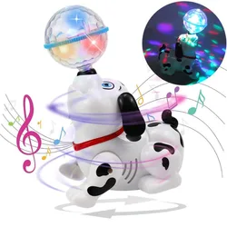 Juguetes giratorios dálmatas Bump and Go, perro bailando con música de pelota y luces intermitentes coloridas para bebés pequeños, niños pequeños