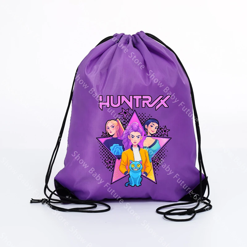 K Pop Demon Hunters para niñas, bolsa con cordón, mochila deportiva impermeable, paquete de bolsillo, bolsas de baloncesto, regalo bonito de cumpleaños de dibujos animados - imagen 4