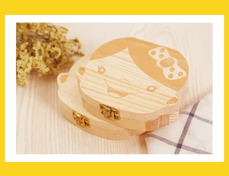 Caja organizadora de dientes de madera para bebé, inglés y español, almacenamiento de dientes de leche, recoger dientes, Umbilica, guardar regalos, 1 Uds. - imagen 5