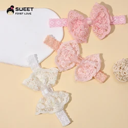 Diademas elásticas para bebé y niña con lazo de encaje suave