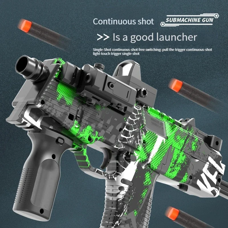 Pistola de juguete MP9, pistola eléctrica de espuma para dardos, metralleta de bala suave, armas automáticas para adultos, niños y niños, juegos al aire libre - imagen 2