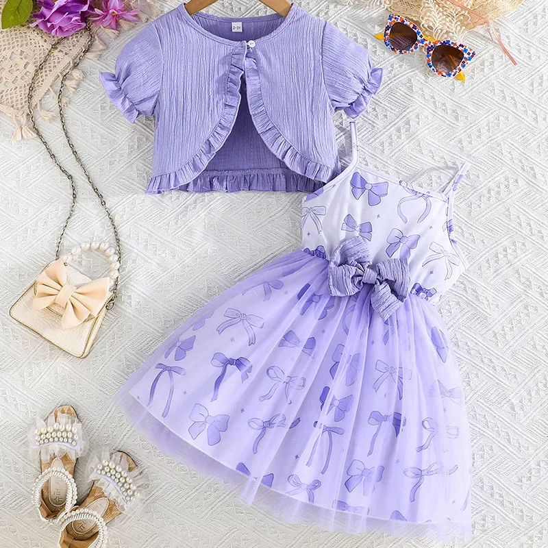 Boutique conjunto bebé niña dos piezas algodón top y vestido princesa - imagen 3