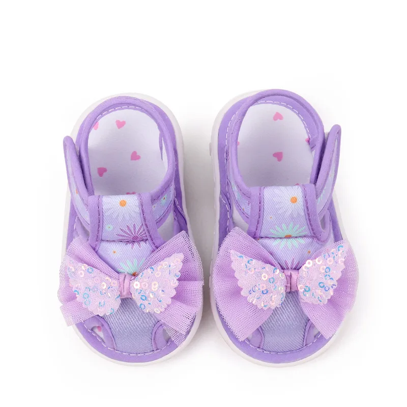 Sandalias de lona para primeros pasos con lazo decorativo de verano