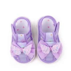 Sandalias de lona para primeros pasos con lazo decorativo de verano
