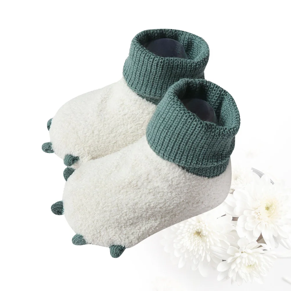 1 par de calcetines cálidos de invierno para bebé, suaves, cómodos, antideslizantes, para uso infantil, talla blanca L, medias gruesas de 11cm, zapatos de invierno para bebé - imagen 4
