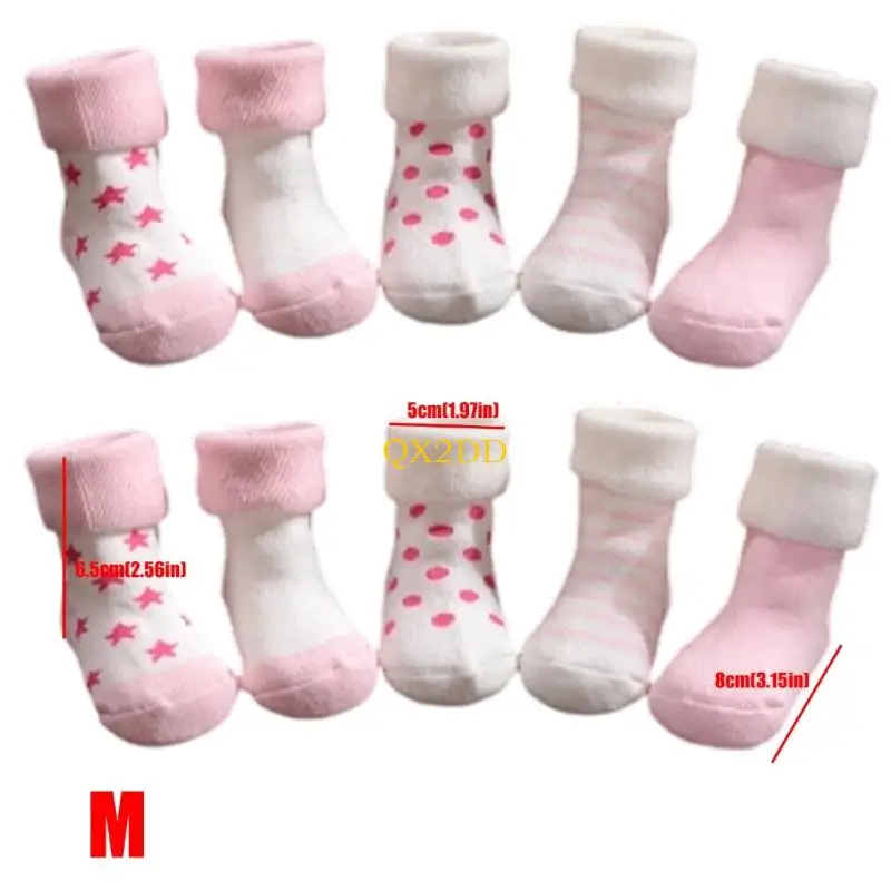 QX2D Calcetines bebé con temática estrellas adorables, tela transpirable, antideslizante para nuevos caminantes - imagen 4