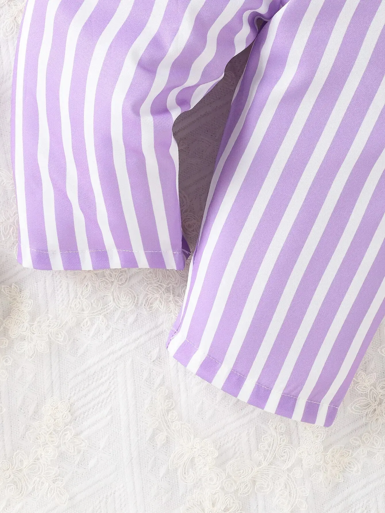 Vestido bebé niña con cinturón de rayas moradas para verano cómodo - imagen 4