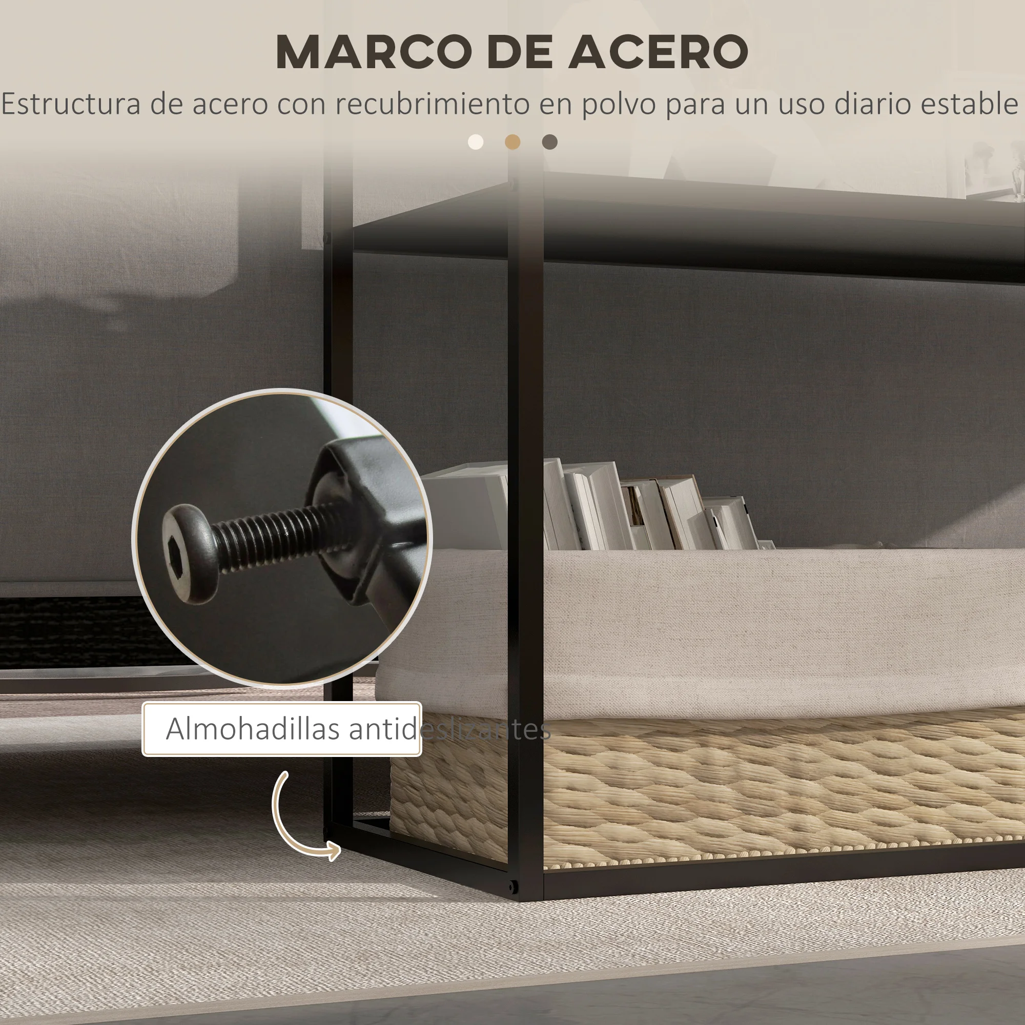 HOMCOM Mesa de Consola Estilo Industrial Mesa de Entrada con Estante Marco de Acero y Antivuelco Mueble de Recibidor para Salón Pasillo Carga 20 kg 90x30x75 cm Negro - imagen 5