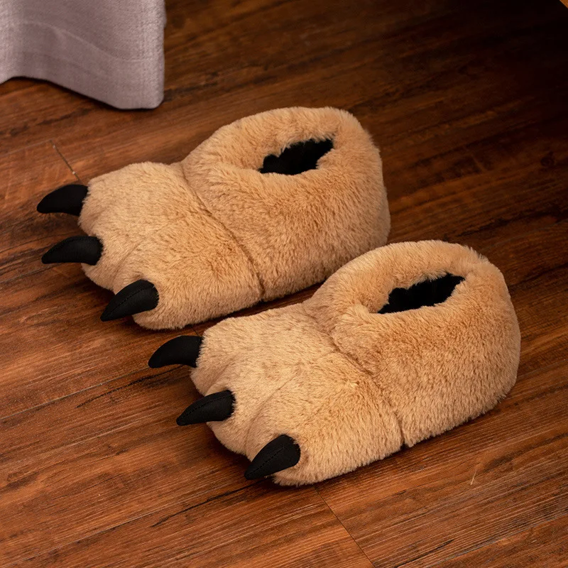 Pantuflas gruesas y cálidas de oso para casa con dibujos suaves - imagen 4