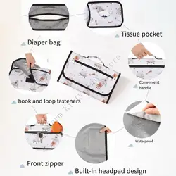 Cambiador bebé plegable impermeable con bolsillos portátil viaje