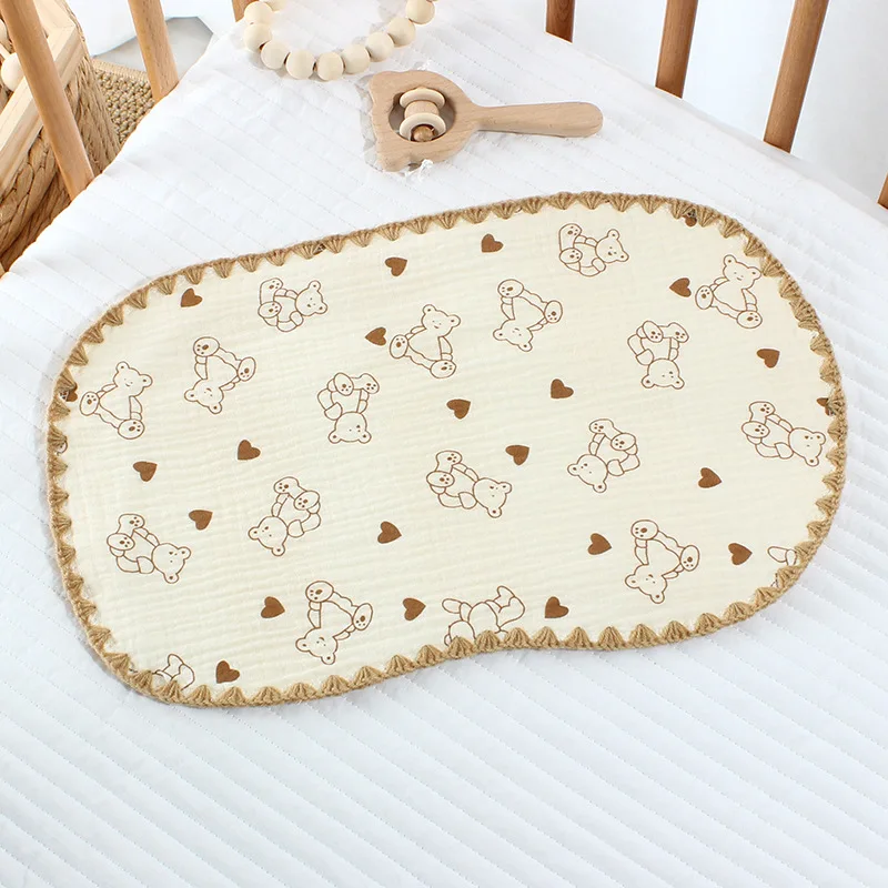 Oreiller nuage nouveau-né : oreiller plat en gaze pour anti-crachats, protection de la tête - Respirant, absorbant la transpiration, parfait pour les bébés.