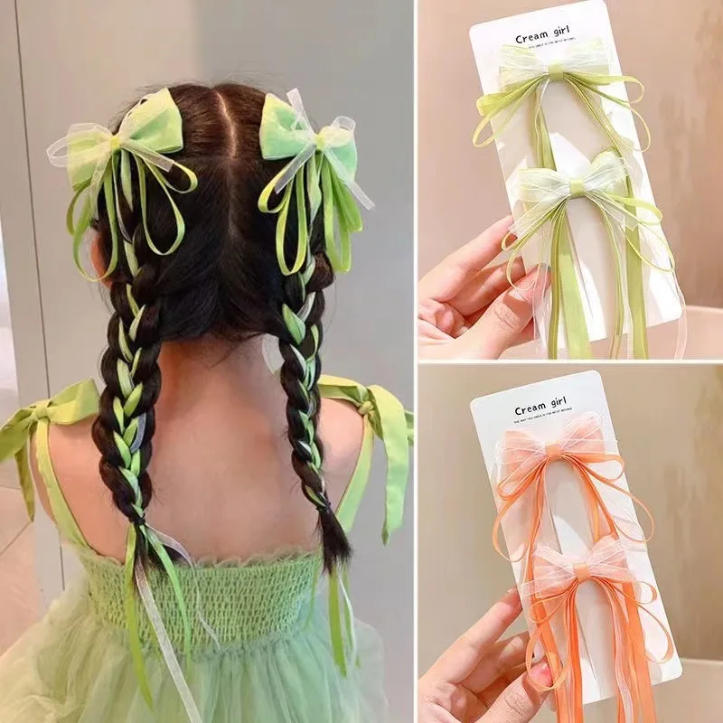 Pinzas para el cabello con lazo de hadas de estilo chino para niñas, pasadores de cinta elegantes, accesorios para el cabello Hanfu tradicionales, suaves y no nocivas