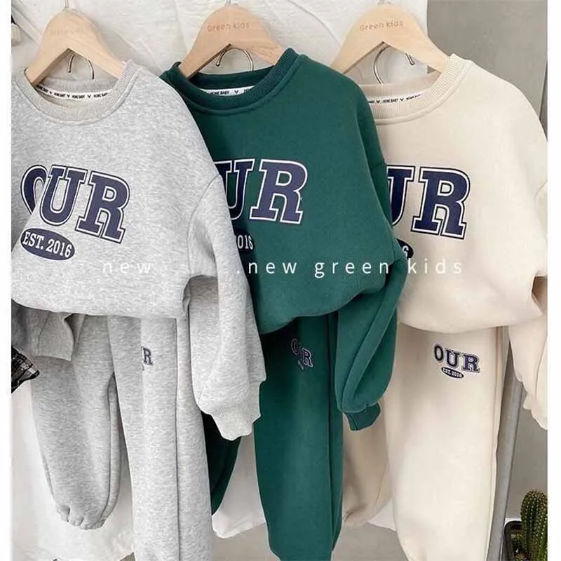 Conjunto de suéter cuello redondo para niños – Otoño invierno cálido - imagen 4