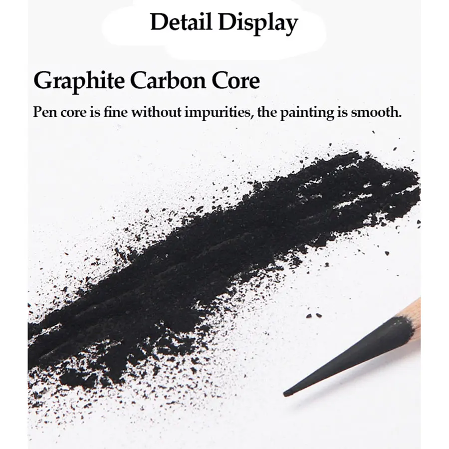 Juego de lápices para bocetos profesionales, 12 Uds., 6H-14B, 12 Uds., lápices de grafito, suministros de pintura, material de escritura escolar de arte, papelería - imagen 5