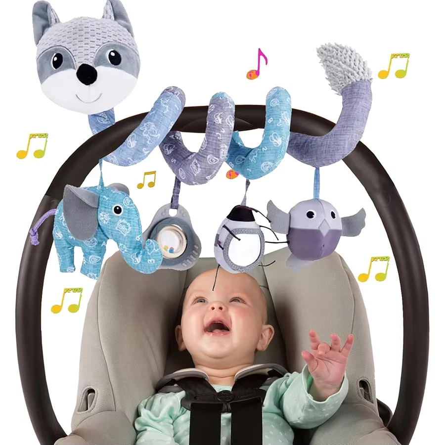 Asiento de coche de juguete para bebés de 0 a 6 meses, juguetes para recién nacidos, cochecito de juguete, juguetes para colgar, sonajero musical, juguetes para bebés