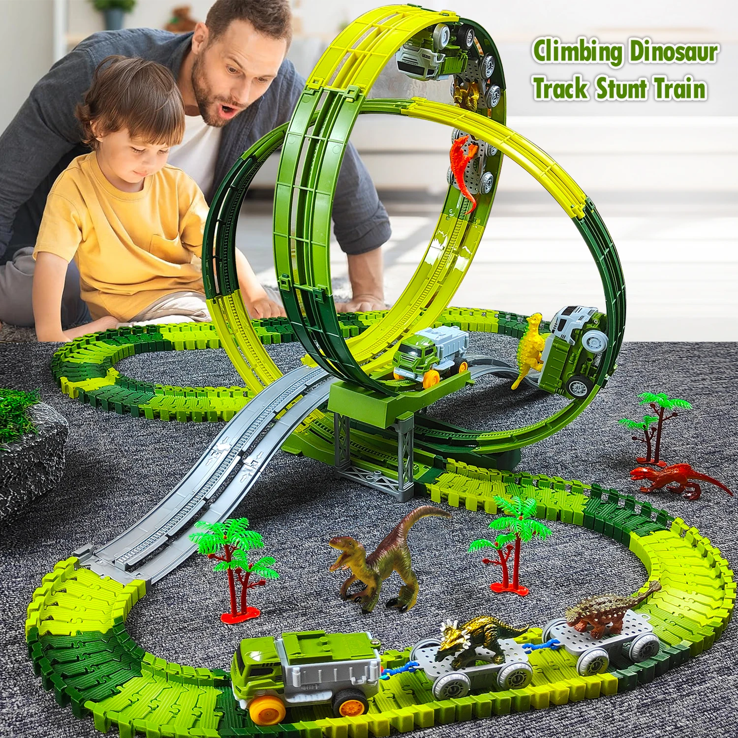 Coche de juguete eléctrico pista dinosaurio – Educativo para regalo - imagen 2