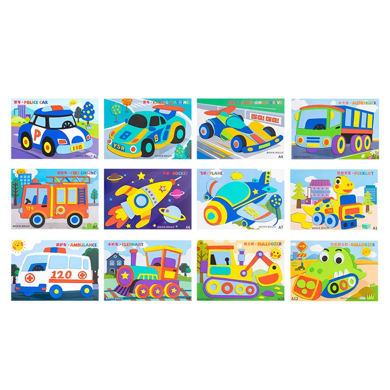 12 unids/set de pegatinas 3D EVA para niños, pegatinas educativas hechas a mano para niños y niñas de guardería, manualidades de papel, Kit de Material DIY, juguete - imagen 5