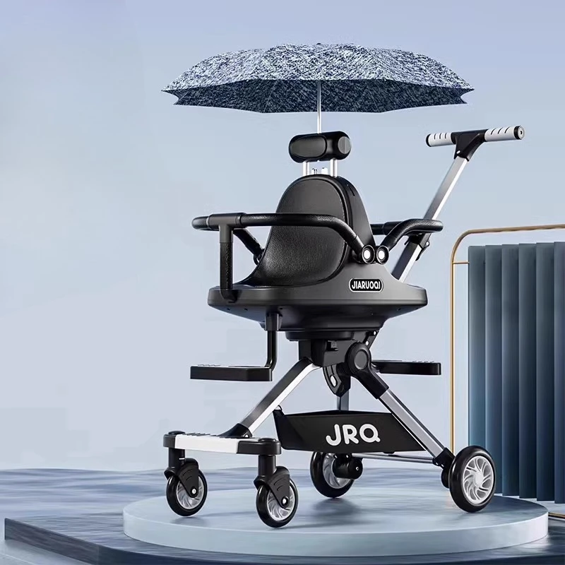 Cochecito doble compacto con asientos delanteros traseros, plegado con una sola mano y marco de aluminio, cochecito de bebé de viaje ligero para gemelos - imagen 4